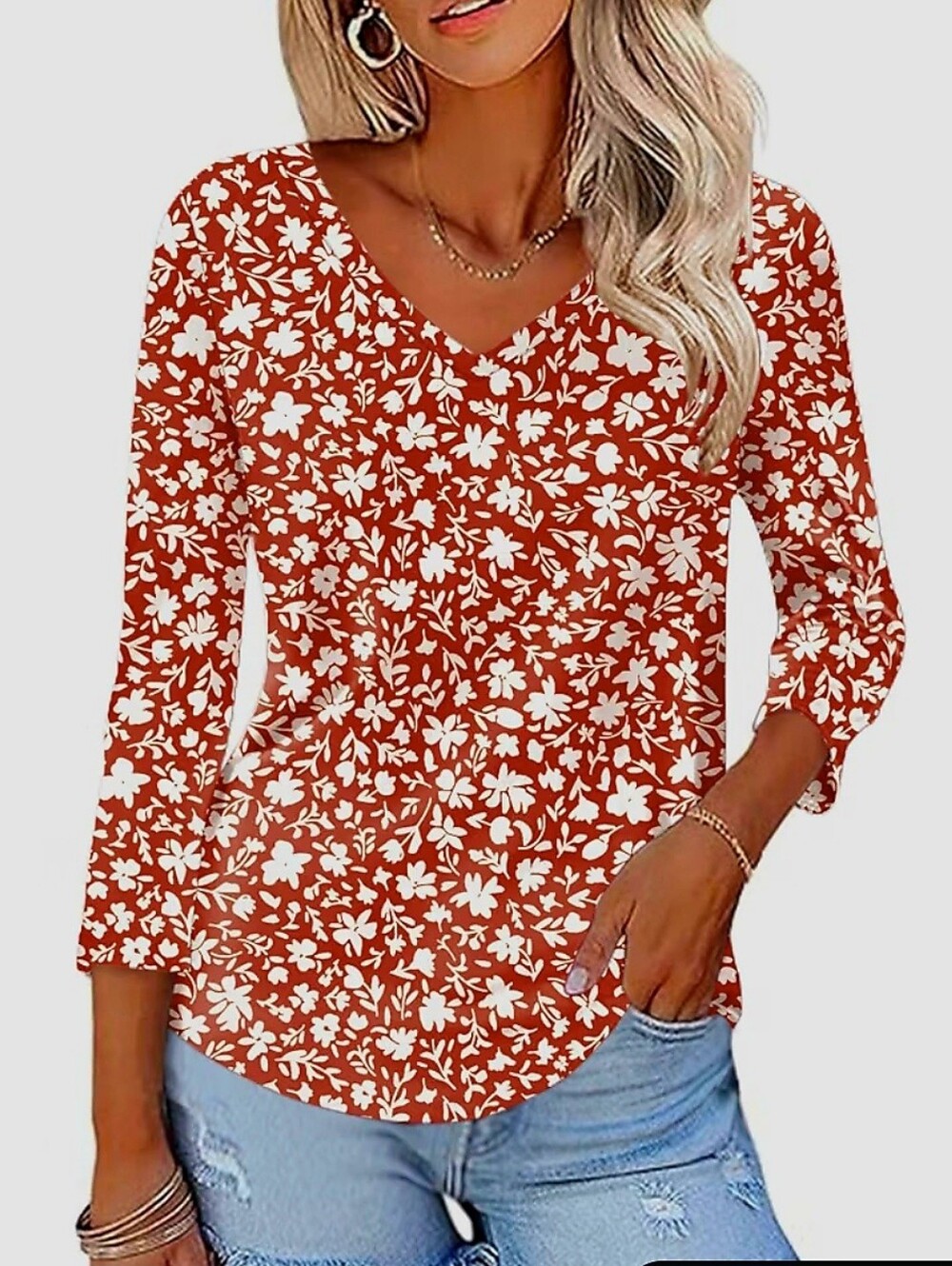 KTILG Floral V Neck Top